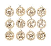 ABOOFAN Colgantes del Zodiaco DIY de Aleación Dorada Conjunto de 12 Piezas para Hacer Joyas Adornos para Manualidades Accesorios para Collar Símbolos Doce Signos Decoración para