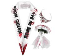 ABOOFAN Conjunto de Disfraz de Halloween para Mujer Corona Sangrienta, Tiara Espeluznante y Faja de Plástico para Fiesta de Celebración Terrorífica