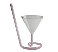 ABOOFAN Copa de Cóctel en Espiral de Cristal Rosa Pajita para Vino | Vidrio de Borosilicato, Diseño Creativo de Larga, Apta para Bebidas Frías o Calientes, Uso Exterior