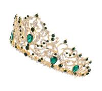 ABOOFAN Corona de Novia Barroca Dorada con Rhinestones Diadema de Cristal para Boda Accesorio de Pelo para Novias y Princesas Fiesta y Halloween