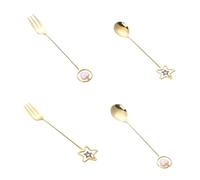 ABOOFAN Cubiertos de Navidad de Acero Inoxidable Dorados Cuchara y Tenedor en Forma de Corazón para Decoración Práctica en Celebraciones Familiares y Carnavales