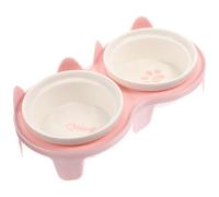ABOOFAN Cuenco Elevado y Antigoteo para Gatos Diseño Inclinado de Cerámica Que Protege el Cuello, Cuenco Reutilizable Soporte Desmontable para Mascotas