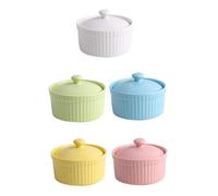 ABOOFAN Cuencos de para Postres con Tapa Tazones para Horno Colores Surtidos Material Cerámico Seguro para Alimentos Resistentes y Fáciles de Limpiar