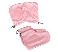 ABOOFAN de Guantes y Cubiertas de Algodón y Felpa Juego de 2 Pares Color Rosa, Que la Absorción de Humedad y Mantiene la Cera Caliente para Cera en Manos y Pies para Spa