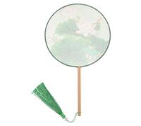 ABOOFAN Decoración Vintage Ventilamiento Bordado Hand Circular Fan Han Ancient Dance Silk Round Fan Clásico Paddle Hand con para La Fiesta Decoración de Bailes de (Verde) Casamento Decoração