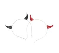 ABOOFAN Diadema de Cuernos de Demonio 2 Piezas Negro y Rojo Accesorio Reutilizable para Fiestas de Halloween Tocado Ligero y Duradero para Disfraz y Carnaval