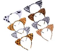 ABOOFAN Diadema de Halloween Orejas de Animal 8 Piezas Surtidas de Felpa Estampado de Leopardo Tigre Cebra Fiestas de Cosplay y Disfraces