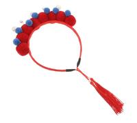 ABOOFAN Diadema Roja con Pompones y Chinos Celebraciones de Año Accesorio Festivo Representaciones Escénicas Roles Eventos Culturales y Teatrales