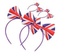 ABOOFAN Diademas Lazo y Bandera del Reino Unido 4 Piezas para Mujer y Niña, Accesorio Ligero y Compacto para Cabello, Adecuado para Fiestas, Eventos Deportivos y Carnaval