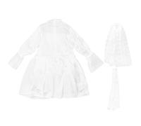 ABOOFAN Disfraz de Novio Masculino Blanco Traje de Boda Elegante de Dacrón Set de 1 Pieza para Fiesta y Actuación para Hombres para Eventos y Teatro