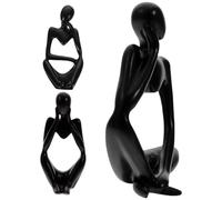 ABOOFAN Escultura Abstracta de Figuras Pensantes en Resina Negra, Conjunto de 3 Piezas Decorativas para Escritorio y Sala, Diseño Moderno para Hogar y Oficina, Figuras de Pensamiento