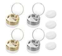 ABOOFAN Estuche Compacto para Polvos Sueltos 6 G, Caja Portátil de Plástico Recargable con Tapa Hermética y 4 Borlas, Mini Contenedor de Maquillaje para Viaje y Almacenamiento Personal