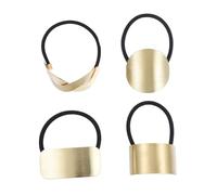 ABOOFAN Gomas Pelo Metálicas 4 Piezas Doradas Formas Variadas, Coleteros Para Mujeres Perfectos Para Viajes y Maquillaje Diario