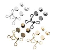 ABOOFAN Hebillas de Cintura Ajustables sin Clavos Botones a Presión Metálicos de 32 MM 4 Piezas Colores Plata Negro y Cobre para Ajuste Rápido Jeans y Pantalones Vaqueros