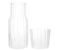 ABOOFAN Jarra de Agua Fría de Vidrio Borosilicato Transparente Set Pequeño con Tapa y Vaso para Hogar Resistente a Cambios de Temperatura Adecuado para Zumos y Bebidas Refrescantes