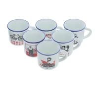 ABOOFAN Juego de 6 Tazas de Esmalte Aislamiento Térmico, Diseño Vintage Chino Clásico, Material Esmaltado Blanco, Antiquemaduras, Adecuado para Uso Diario Hogar Estilo Varios estilos