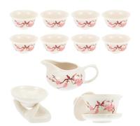 ABOOFAN Juego de Té de Cerámica Rosa Diseño Antiquemaduras, Tetera Clásica China y 8 Tazas Estampados de Flor de Durazno Hogar