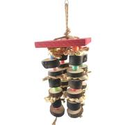 ABOOFAN Juguete Colgante para Pájaros de Madera Natural, Juguete para Morder Loro y Periquito, Accesorio Seguro y Educativo para Jaula, Adecuado para Estimular y Entretener Aves Pequeñas