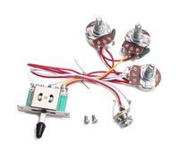 ABOOFAN Kit Arnés de Cableado para Guitarra Eléctrica, Precableado 1 Potenciómetro de Volumen B500k Negro, 2 Potenciómetros de Tono A500k Condensador, Interruptor de Palanca de 5 Vías,