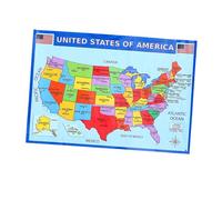 ABOOFAN Mapa de Geografía para Aprender de Estados Unidos Colores Llamativos y Material Resistente para Decoración en Aulas y Dormitorios