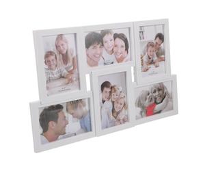 ABOOFAN Marco de Fotos de Collage Blanco de Pvc 6 Tomas para Fotos 6x4 Pulgadas, Diseño para Colgar Pared, Ligero y Elegante para Ambientación del Hogar