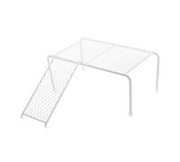 ABOOFAN Mesa de Jaula para Pollos Grande de Color Claro con Rejilla Metálica y Escalera, Plataforma de Gallinero Práctica para Ejercicio y Alimentación de Gallinas Rutinarias