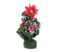 ABOOFAN Mini Árbol De Navidad Artificial De Mesa con Lazos De Piña para Oficina Dormitorio Sala De Estar Adornos De Obsequio Flor Roja Árbol De Navidad