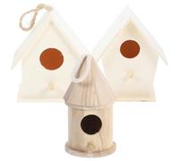 ABOOFAN Nidos de Pájaro Diseño Original de Madera Conjunto de 3 sin Terminar con Cuerda para Colgar y Entrada Amplia para Pájaros y Petirrojos Varios Estilos para Adorno Varios Estilos