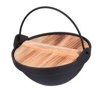 ABOOFAN Olla de Fundición Japonesa Antiadherente para Camping y Picnic Olla Colgante Individual Tapa Ligera y Portátil para Cocinar al Aire