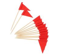 ABOOFAN Palillos de Dientes Banderas Rojas Triangulares 60 Unidades Adornos para Cupcakes y Aperitivos Marcadores para Buffet y Tablas de Charcutería Decoración para Fiestas y Postres