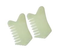 ABOOFAN Peine de Masaje de Jade Natural 2 Piezas Tabla Raspadora para Masaje Facial y Corporal Ligero y Portátil para Mejorar Circulación y Cuidado Piel