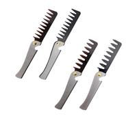 ABOOFAN Peines Plegables de Acero Inoxidable Cabello 4 Piezas Tamaño Compacto Portátil para Hombres y Mujeres Uso Diario y Viaje Función Abridor de Botellas en Negro y Ámbar