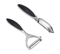 ABOOFAN Pelador de Cocina Multiusos de Aleación de Zinc, 2 Piezas (t y Recto), Mango Antideslizante, para Frutas y Verduras, Pelador de Patatas y Pepinos, Herramienta Confiable para Hogar