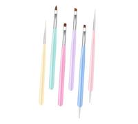 ABOOFAN Pinceles para Decoración de Uñas y Pintura DIY 6 Unidades Tamaño Mediano Doble Punta Mangos de Madera para Arte de Uñas Profesionales y Uso Doméstico