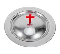 ABOOFAN Plato para Pan de Comunión de Acero Inoxidable 30 CM con Tapa y Cruz Roja Bandeja Sagrada para Iglesia y Ceremonias Religiosas Bandeja Multifuncional para Servir y Distribuir
