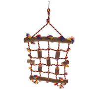 ABOOFAN Red de Escalada Colgante para Loros Cuerda y Madera Colorida | Apoyo para Trepar, Montaje Sencillo, Algodón y Madera, Jaula de Aves, Pajareras y Gimnasios