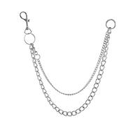 ABOOFAN Retro Metall Jeanskette, Lange Punk Hip-Hop Trend Gürtel, Körperkette Taillenkette für Mädchen, Silber, 52 cm