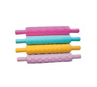 ABOOFAN Rodillos De Amasar Relieve 4 Piezas, Rodillo Grabado De Plástico Para Fondant y Pasta De Azúcar, Herramienta Portátil Para Decorar Pasteles, Uso Repostería y Manualidades Diy
