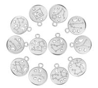 ABOOFAN Set de 72 Colgantes de Aleación Diseño Hueco 12 Signos del Zodiaco Color Plata Antigua Ideales para Pulseras Collares y Pendientes Manualidades y Proyectos DIY
