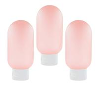 ABOOFAN Set de Botellas de Viaje Rellenable PE de 60 Ml Frascos Suaves y Flexibles para Champú y Loción Color Rosa Macarrón 3 Piezas Envases a Prueba de Fugas para Artículos de Aseo