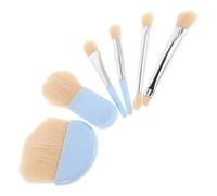 ABOOFAN Set de Brochas de Maquillaje Mini Portátil para Viajes 6 Piezas con Estuche Azul Incluye Brocha para Rubor Sombra de Ojos y Corrector Herramienta de Belleza para Rostro y Ojos