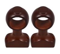 ABOOFAN Soporte para Barra de Cortina Madera 35 CM Color Marrón Oscuro, Soporte de Pared y Techo Cabezal Decorativo, Pack 2 Unidades, Compatible Barras Dobles en Hogar y Oficina