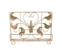 ABOOFAN Soporte para Libros de Recetas para Cocina Porta Libros de Hierro Vintage Dorado con Cadena Gruesa y Evita Páginas se Deslicen para Encimera y Estante
