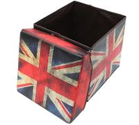 ABOOFAN Taburete Otomano Plegable de Almacenamiento para Dormitorio, Pequeña Otomana Diseño de Bandera Británica, Caja Tapa para Guardar Ropa, Taburete Multifuncional para Hogar y Sala