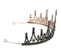 ABOOFAN Tiara Barroca de Boda Cristales de Estrás Diadema Vintage en Tono Oro Antiguo Verde Tocado Ligero para Novia y Fiestas Accesorio Elegante para Princesas y Cumpleaños