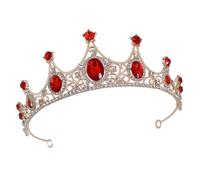 ABOOFAN Tiara de Novia Vintage para Niñas y Mujeres en Aleación de Zinc Rhinestone Rojo, Accesorio Cabello Adecuado para Cumpleaños y Fiestas Temáticas