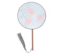 ABOOFAN Ventilamiento Bordado Circular Ventilador Cirular Han Ancient Dance Silk Round Fan Clásico Paddle Hand con para La Fiesta Decoración de de （ Azul ） Mini Ventilador De Mano