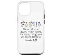 Above Else Guard Your Heart Proverbs 4:23 Bible Verse Jesus Carcasa para iPhone 12/12 Pro