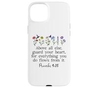 Above Else Guard Your Heart Proverbs 4:23 Bible Verse Jesus Carcasa para iPhone 15 Plus