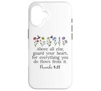 Above Else Guard Your Heart Proverbs 4:23 Bible Verse Jesus Carcasa para iPhone 16